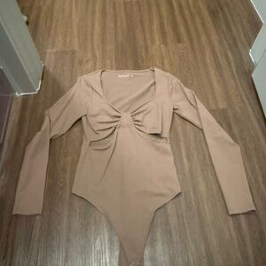 Abercrombie and fitch brown cut out body suit long sleeve